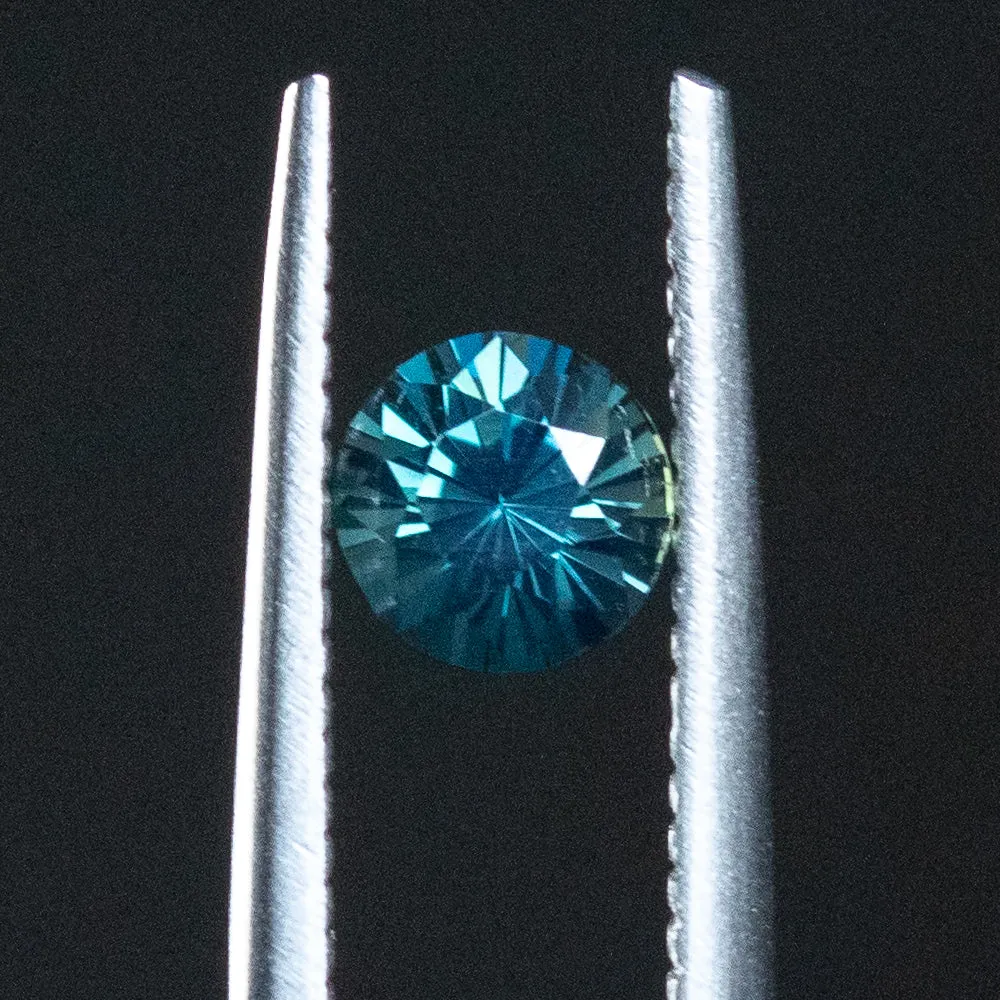 0.85CT ROUND DEEP TEAL BLUE MADAGASCAR SAPPHIRE, 5.24X5.17X4.10MM, UNTREATED