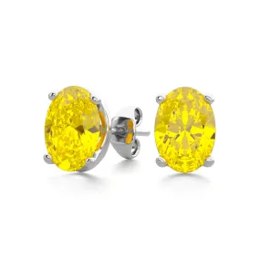 1 1/2 Carat Oval Shape Citrine Stud Earrings In Sterling Silver