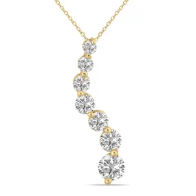 1 Ctw Lab Grown Diamond Journey Pendant In 14K Yellow Gold