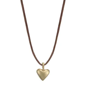 10K Gold Medium Heart on Natural Cord