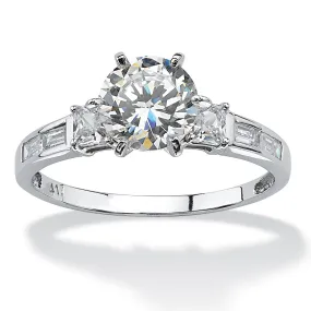 10K White Gold Round Engagement Anniversary Ring Cubic Zirconia