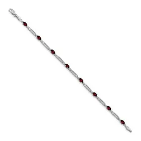 10KT WHITE GOLD 2.40 CTW GARNET & DIAMOND BRACELET