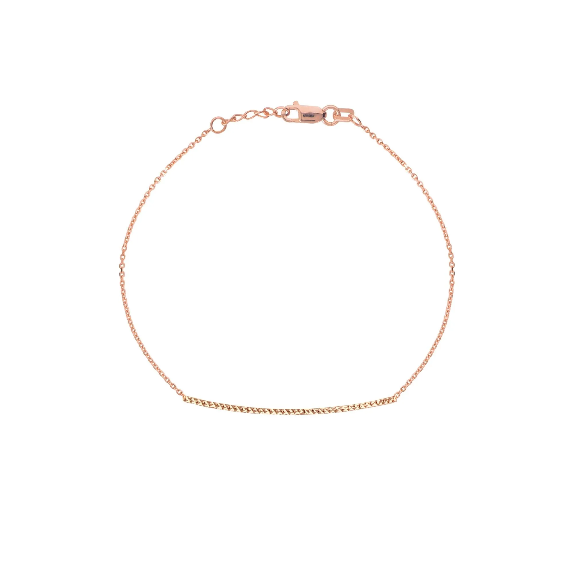 14K Rose Gold Diamond Cut Bar Bracelet