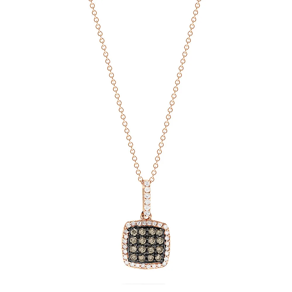 14K Rose Gold Espresso and White Diamond Pendant, 0.60 TCW