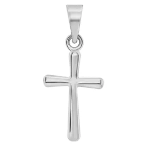 14k White Gold Polished Dainty Mini Religious Plain Simple Cross Charm Pendant