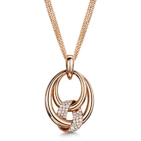 18ct Rose Gold Oval Triple Twist Diamond Pendant