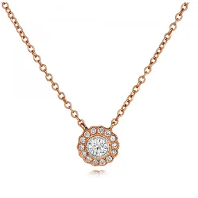 18ct Rose Gold Vintage Style Diamond Cluster Pendant