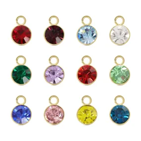 18k Gold PVD Cubic Zirconia Birthstone Charm / SBB0335