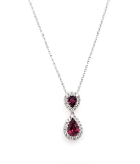 18k White Gold 0.67Ct Ruby, 0.16Ct Diamond Pendant