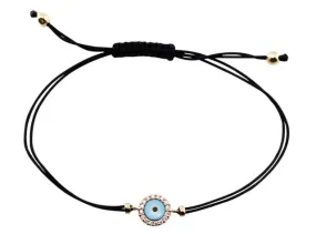 18kt Rose Gold 0.10ctw Diamond Evil Eye Cord Bracelet