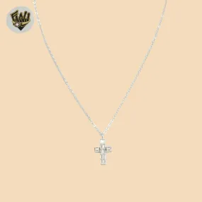 (2-66029) 925 Sterling Silver - 1mm Rolo Link Cross Necklace.