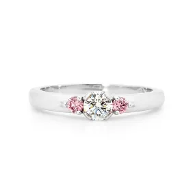 3-Stone Pink and White Diamond Ring