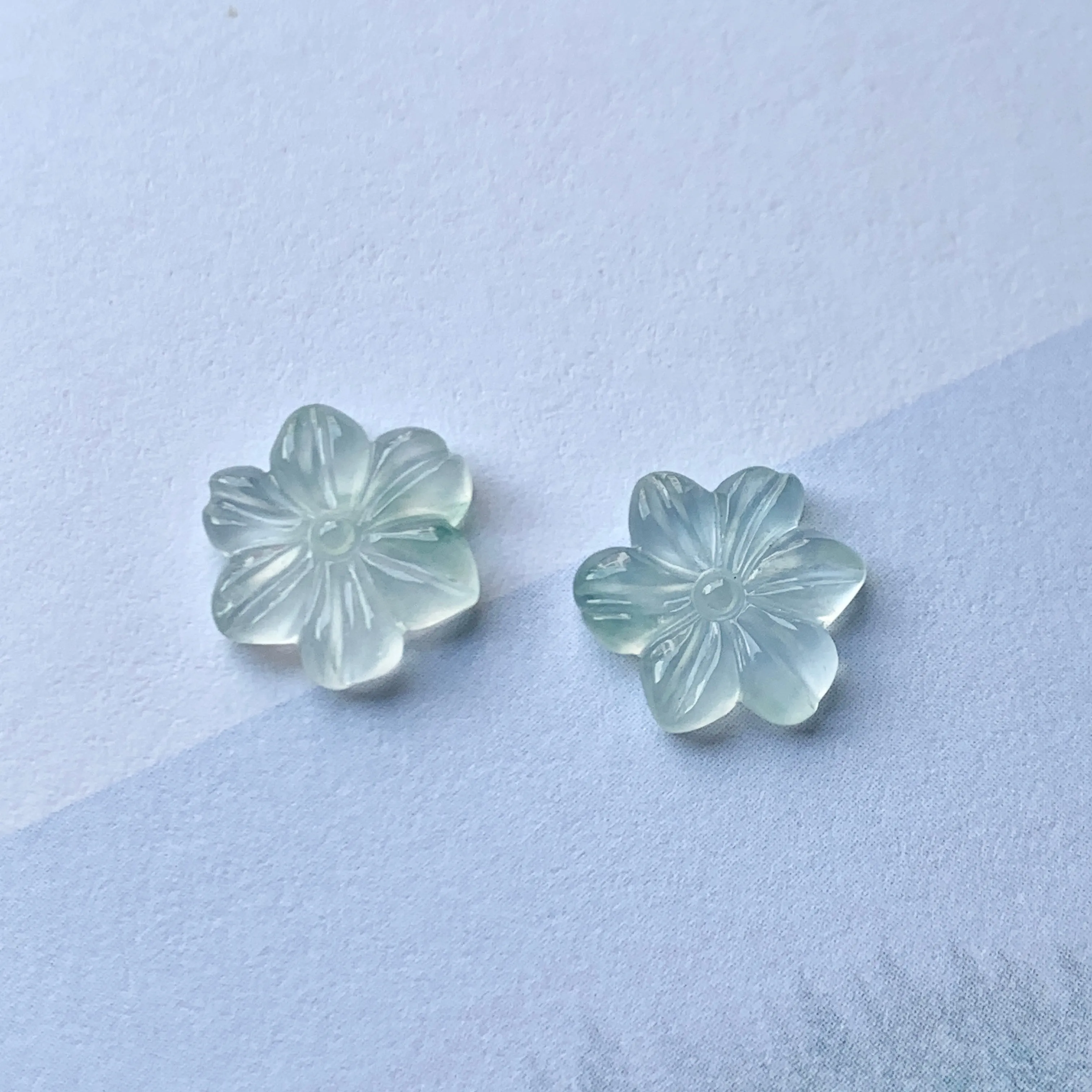 5.25cts Icy A-Grade Natural Floral Jadeite Christmas Flower Pair No.180348