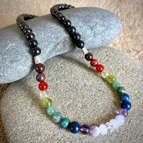 7 Chakra Gemstone Necklace With Shungite For Whole Body Energy Balance