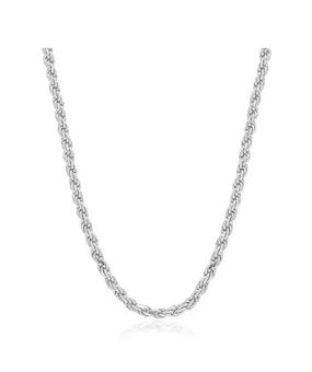 925 Sterling Silver Rhodium Plated 2.6mm Rope Chain 24