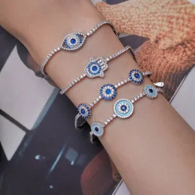 925 Sterling Silver Round Devils Eye Lucky Guarding Bracelet for Women