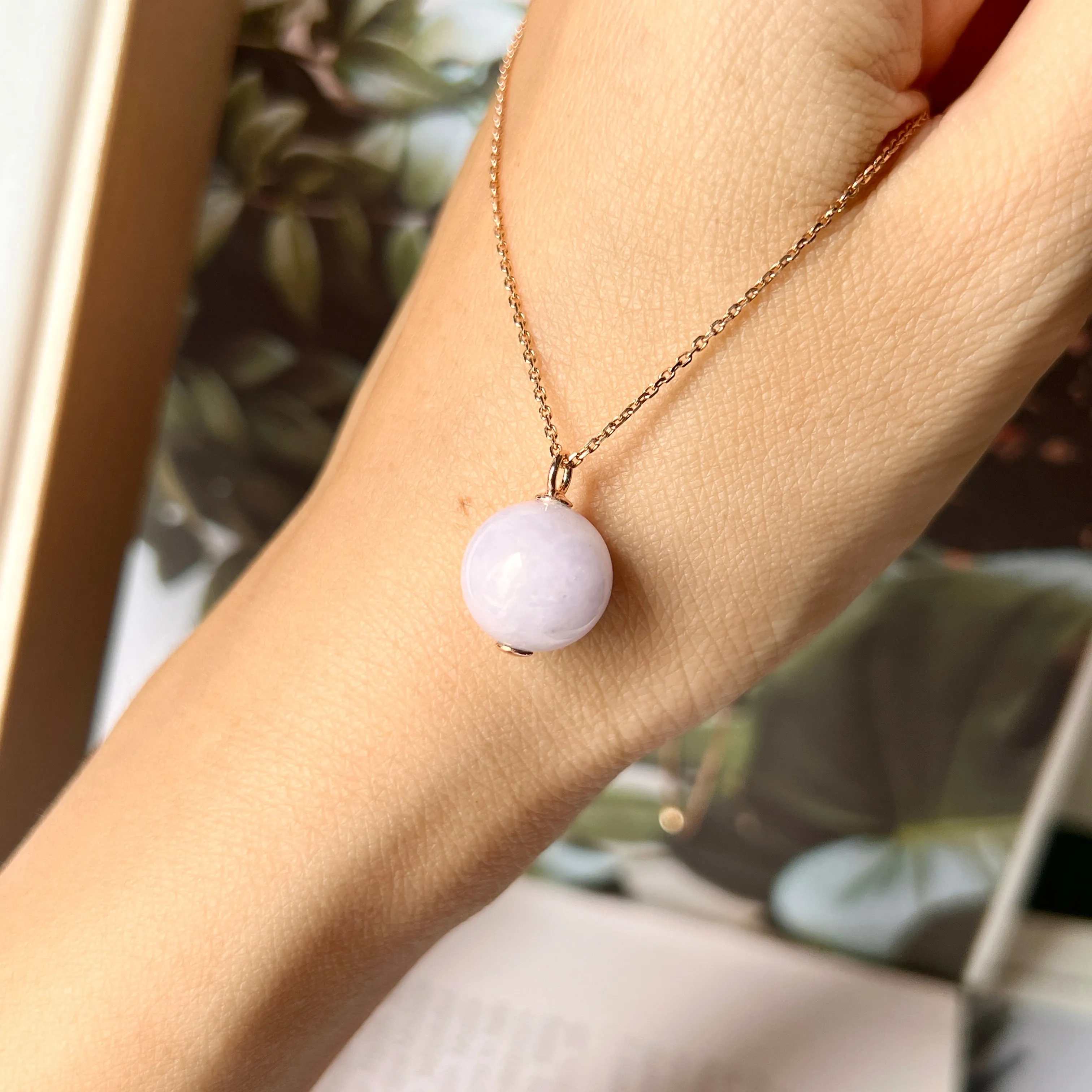 A-Grade Lavender Jadeite Sphere Pendant No.172292