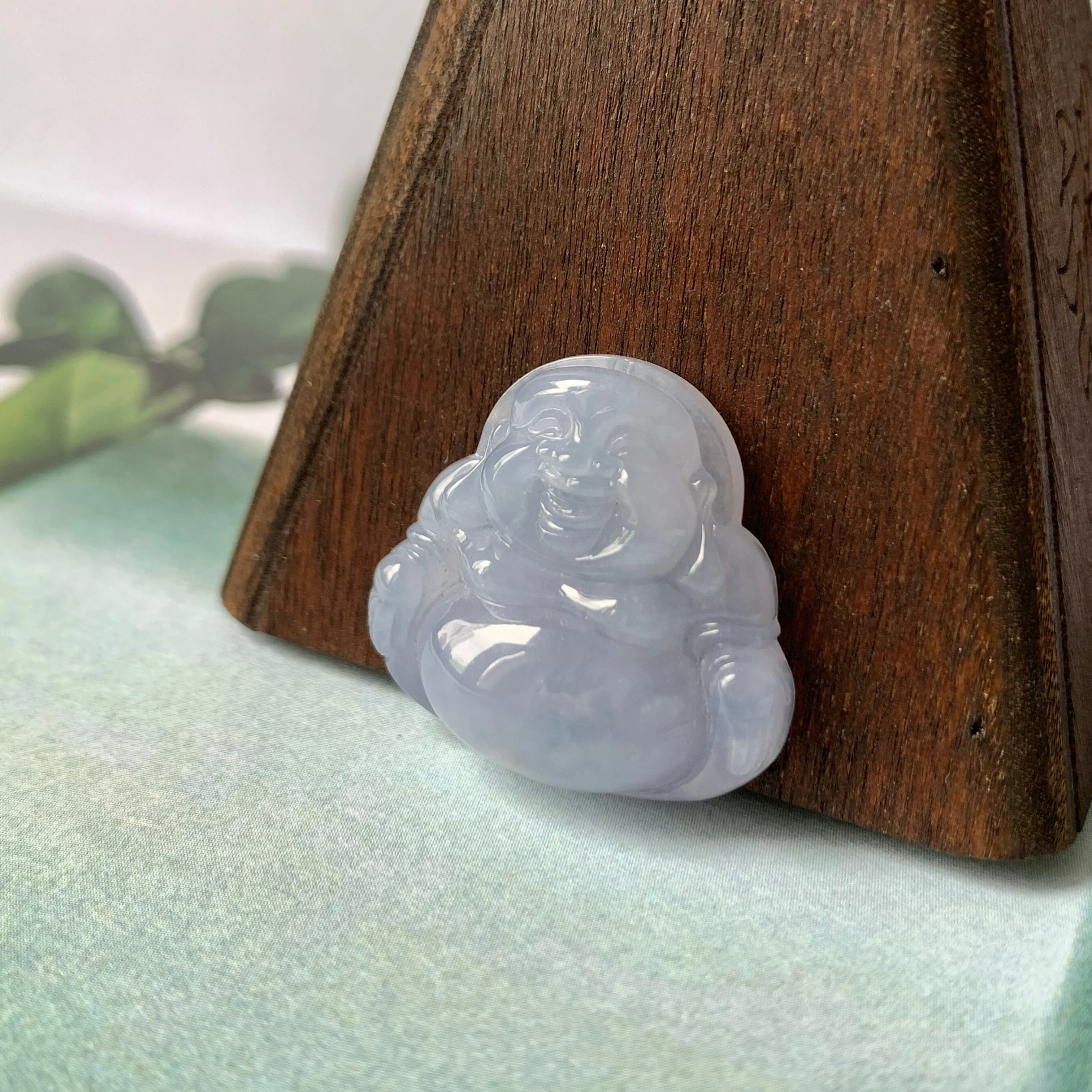 A-Grade Natural Bluish Lavender Jadeite Buddha Pendant No.171138