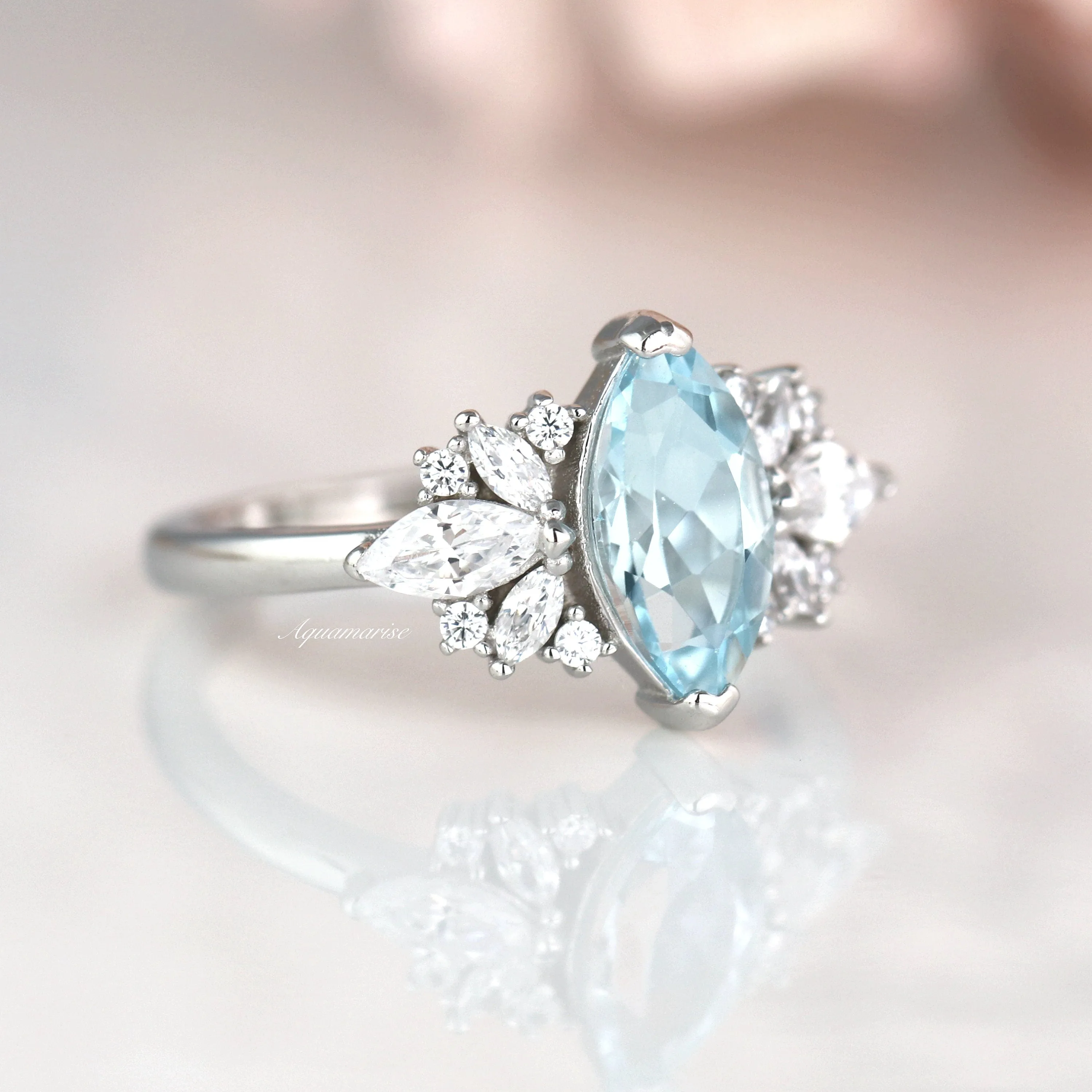 Adeline Aquamarine Ring- Sterling Silver