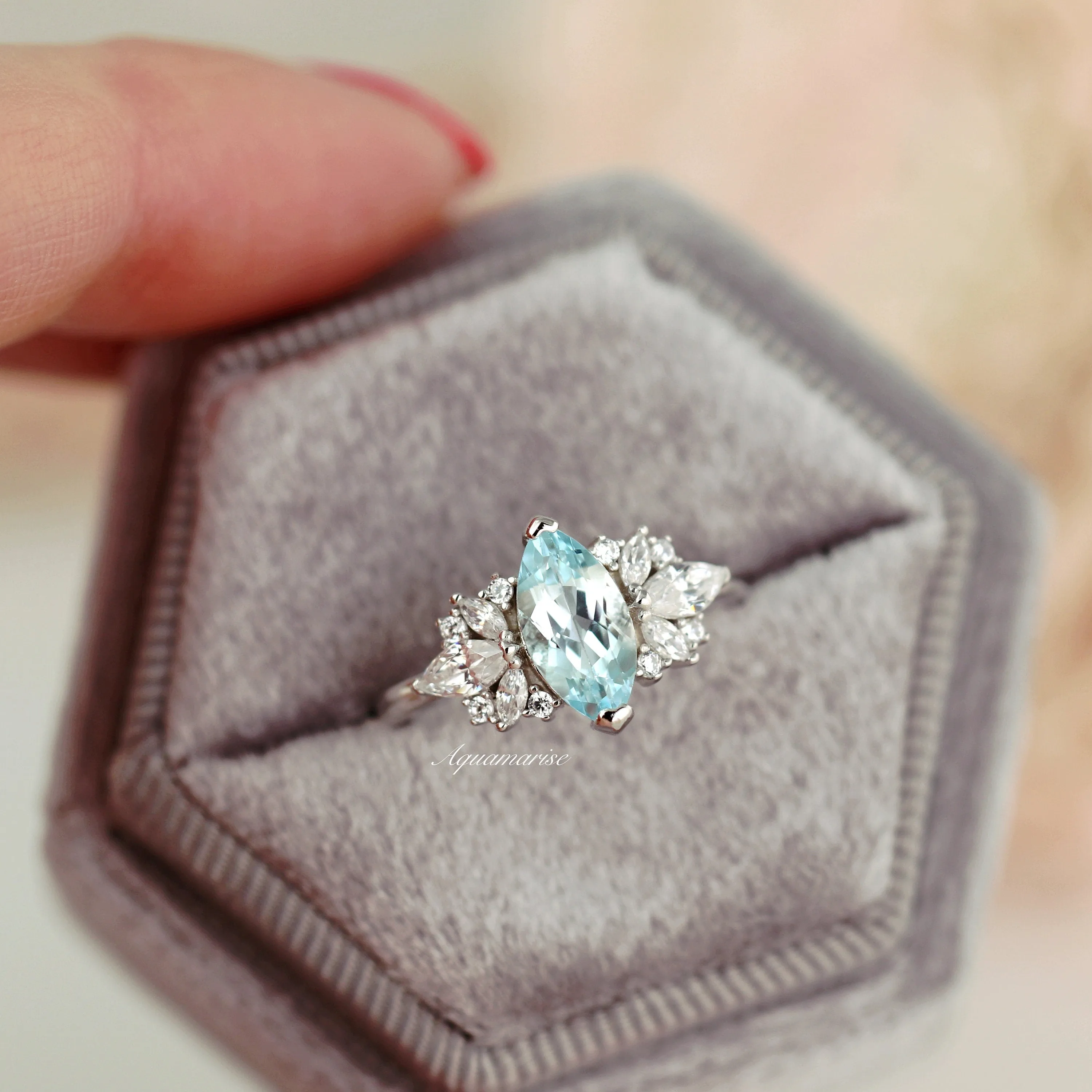 Adeline Aquamarine Ring- Sterling Silver