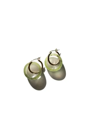 Amelie skinny — Green jade stone hoop earrings