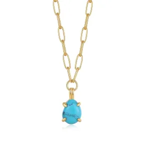 Ania Haie Gold Turquoise Chunky Chain Drop Pendant Necklace N044-04G