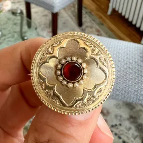 Antique Garnet & Pearl Pin