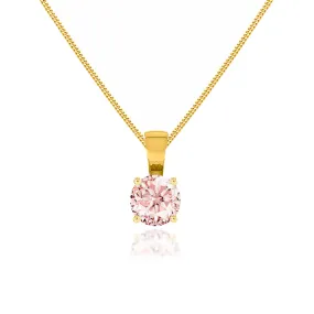 AURORA - Round Champagne Sapphire 18k Yellow Gold Solitaire Pendant