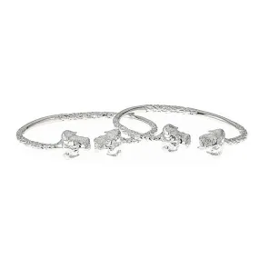 Better Jewelry Solid .925 Sterling Silver West Indian Bangles with Puppy Ends, 1 pair