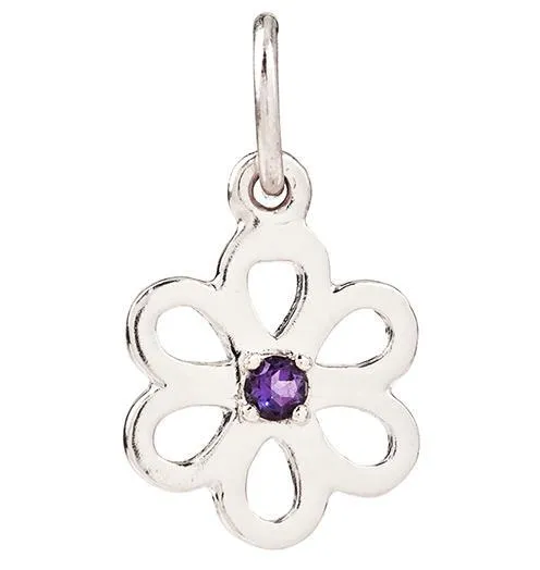 Birthstone Flower Charm With Amethyst