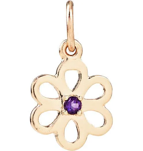 Birthstone Flower Charm With Amethyst