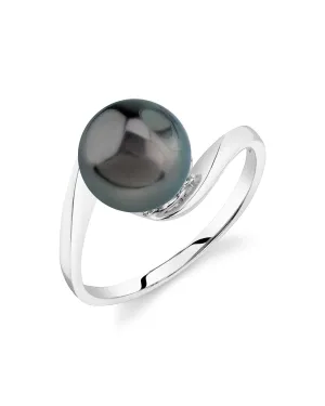 Black Tahitian Pearl River Solitaire Ring