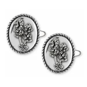 Bluebonnet Cufflinks Jewelry Sterling Silver Handmade Texas Wildflower Cufflinks FL4-CL