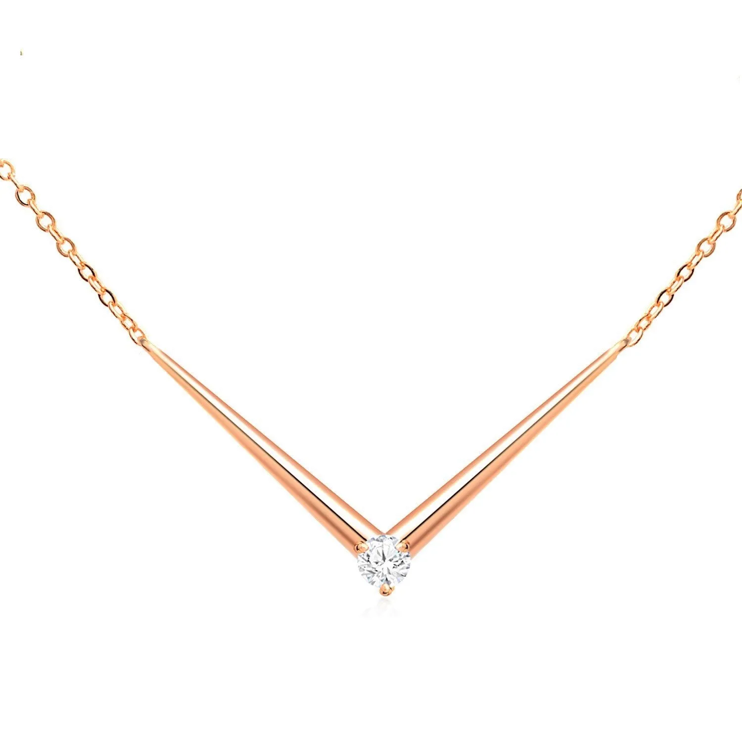 Brass 18k Rose Gold V Shape Chain Pendant For Women