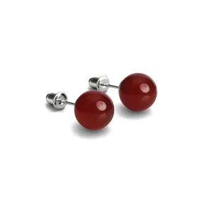 Carnelian | .925 Sterling Silver | Gemstone Stud Earrings