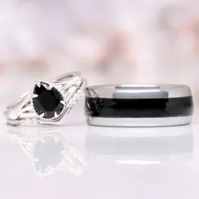 Celtic Black Onyx Couples Ring