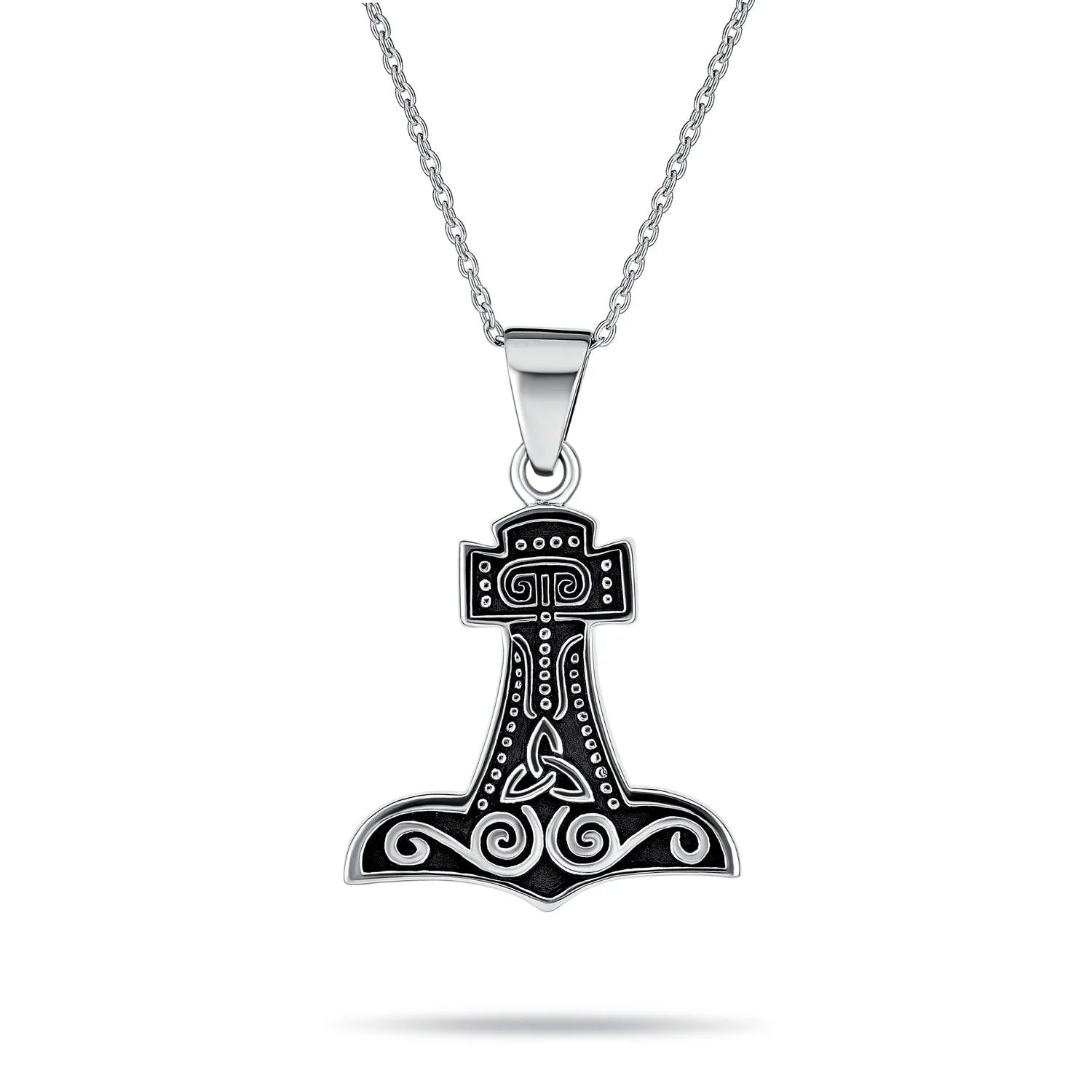 Celtic Viking Knot Thor's Hammer Pendant Necklace .925Sterling Silver