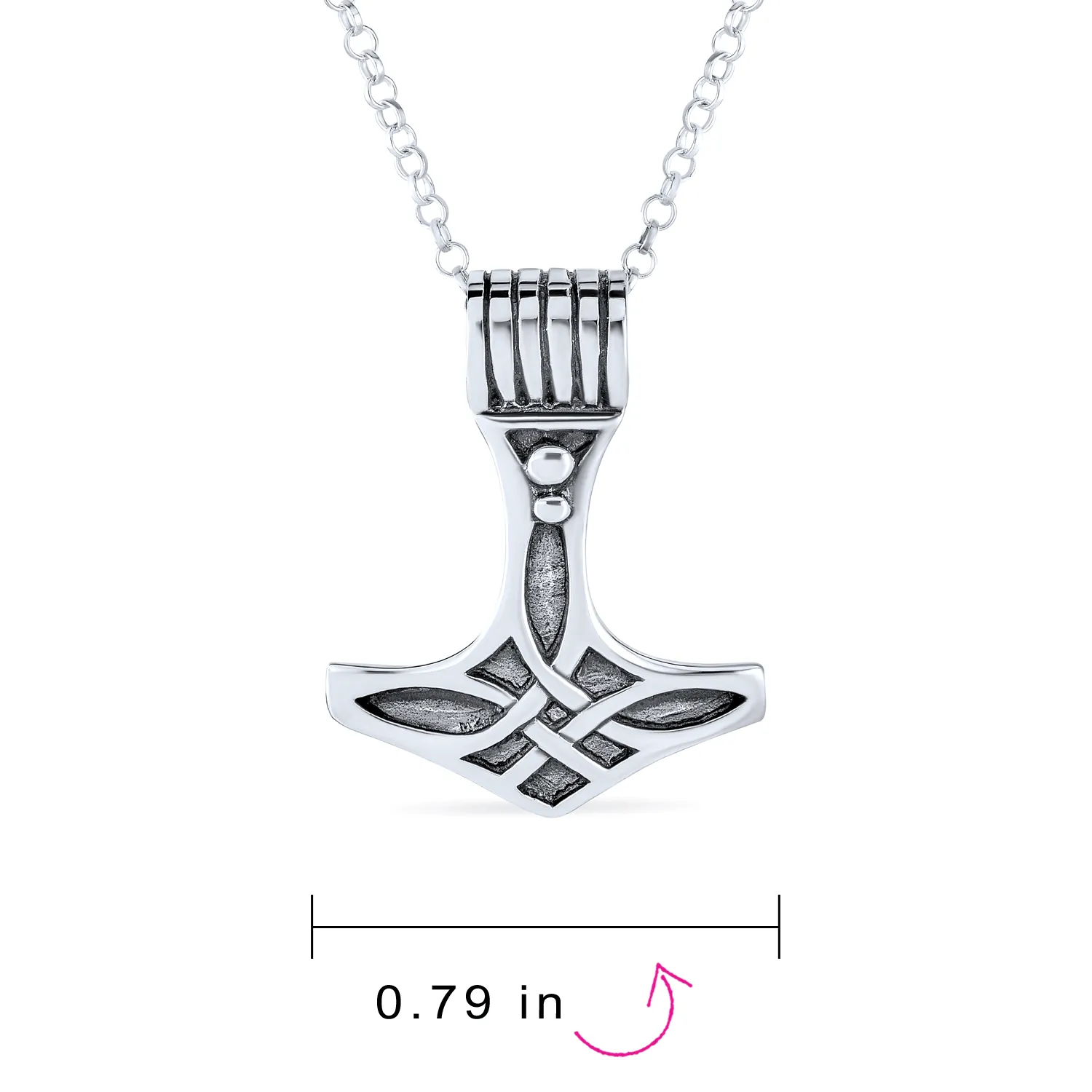 Celtic Viking Knot Thor's Hammer Pendant Necklace .925Sterling Silver