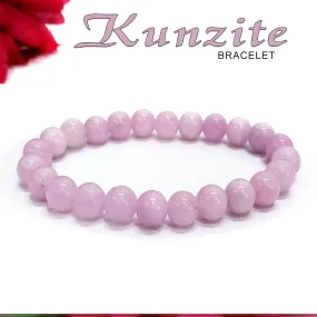 Certified Kunzite 8mm Natural Stone Bracelet