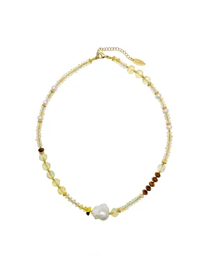 Citrine With Baroque Pearls Exquisite Necklace JN020