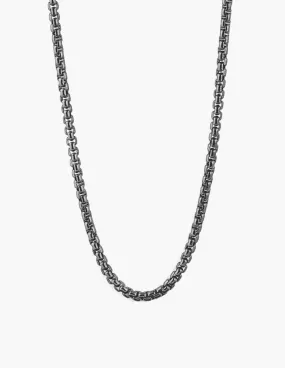 Classic Box Chain Necklace In Black Rhodium Silver 4MM