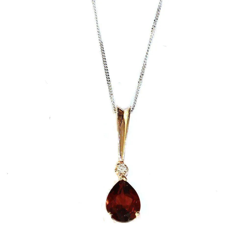 Corona 9ct Rose Gold Garnet Pendant