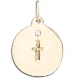 Cross Disk Charm With Diamond