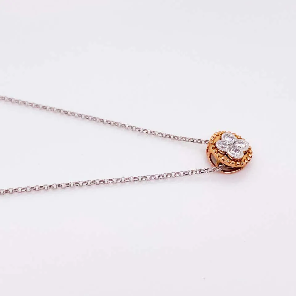 Diamond Clover Two-Tone Necklace