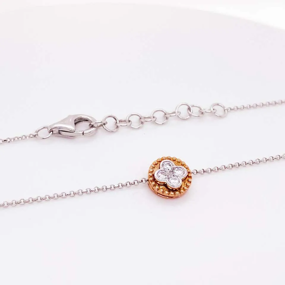 Diamond Clover Two-Tone Necklace