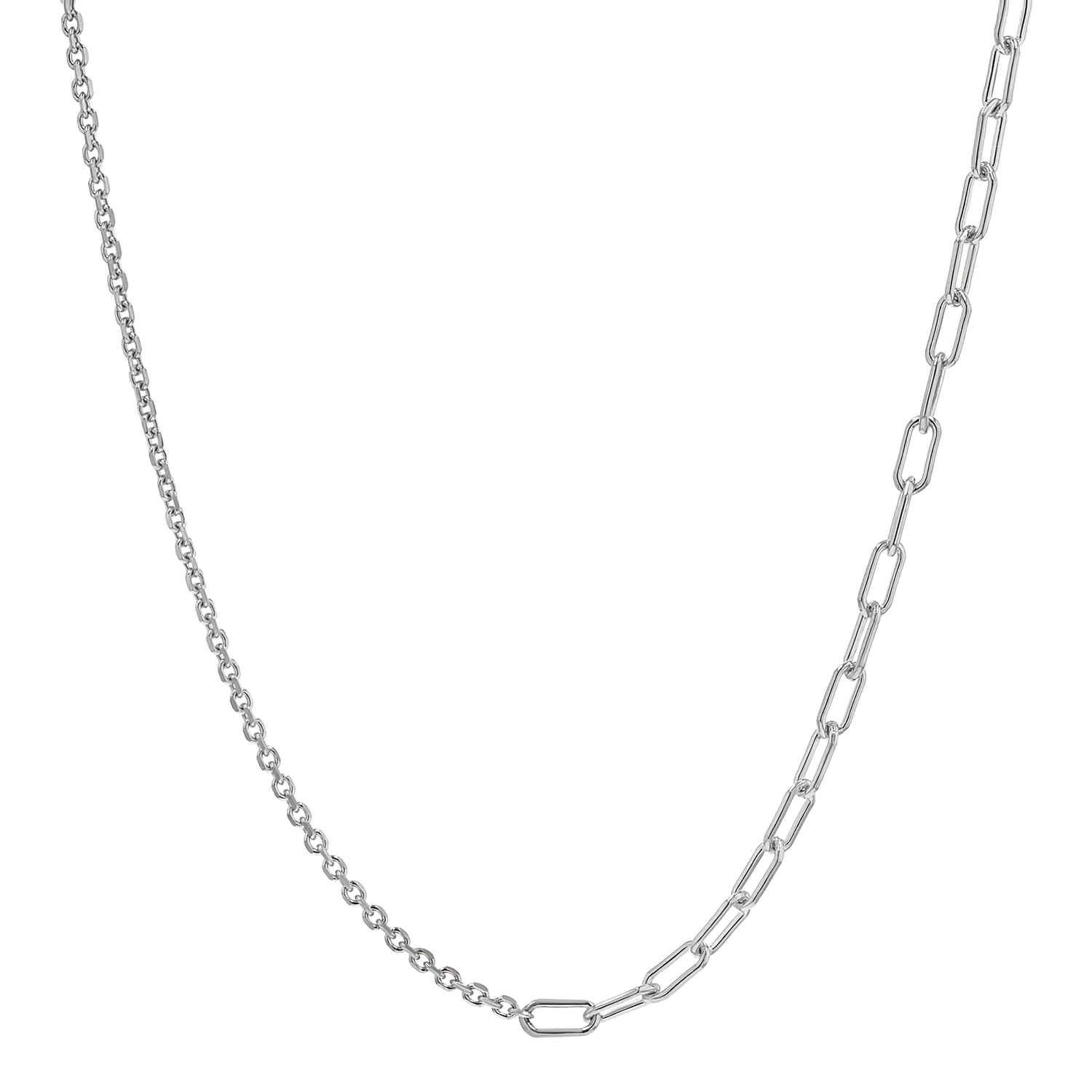 Diamond Cut Rolo & Paper Clip Chain Necklace