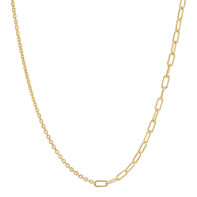 Diamond Cut Rolo & Paper Clip Chain Necklace