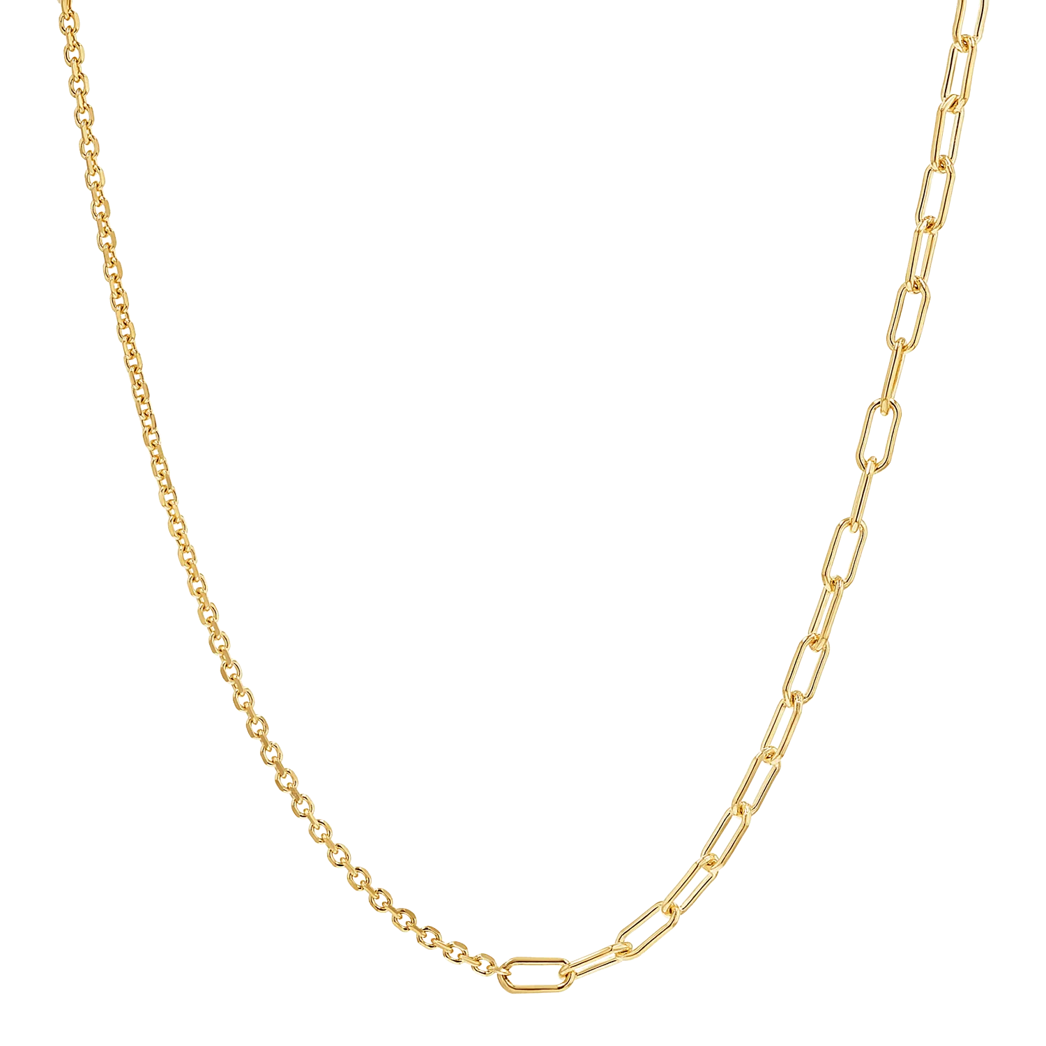 Diamond Cut Rolo & Paper Clip Chain Necklace