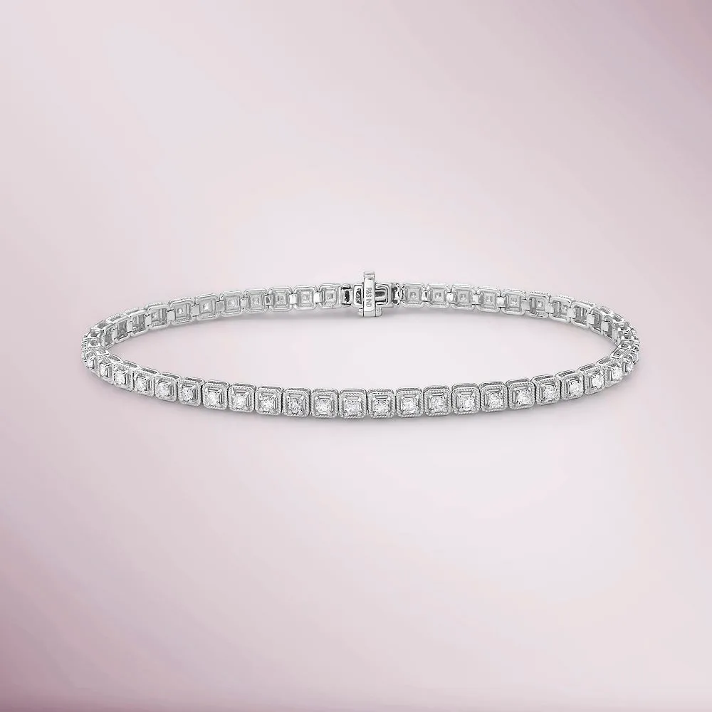 Diamond Square Bezel Tennis Bracelet (1.50 ct.) 1.75 mm 4-Prongs Setting in 14K Gold