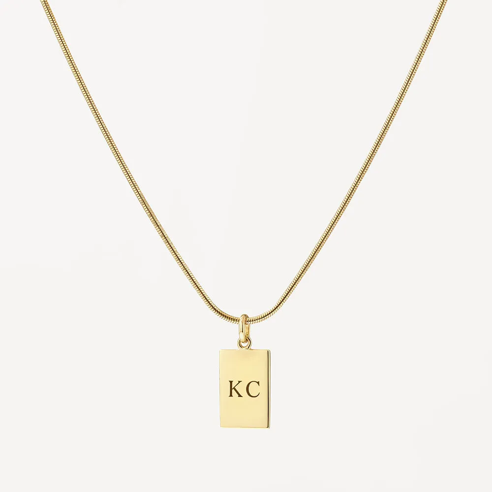 Engravable Rectangle Pendant in Gold